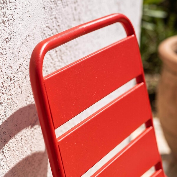 OVIALA - Chaise de jardin en métal rouge - Palavas - large