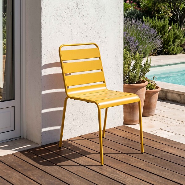 OVIALA - Chaise de jardin en métal jaune - Palavas - large