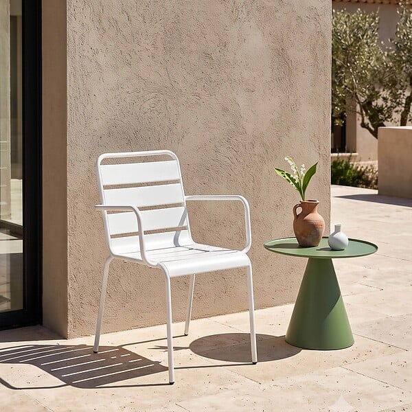 OVIALA - Fauteuil de jardin en métal blanc - Palavas - large