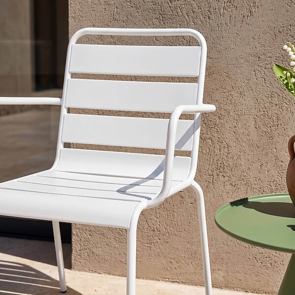 OVIALA - Fauteuil de jardin en métal blanc - Palavas - large