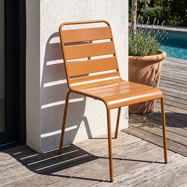 OVIALA - Chaise de jardin en métal caramel - Palavas - large