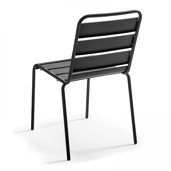 OVIALA - Chaise de jardin en métal gris anthracite - Palavas - large