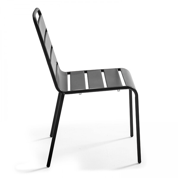 OVIALA - Chaise de jardin en métal gris anthracite - Palavas - large
