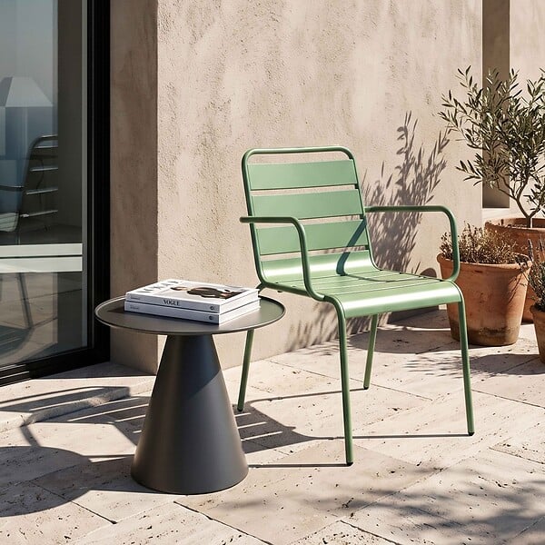 OVIALA - Fauteuil de jardin en métal vert cactus  - Palavas - large