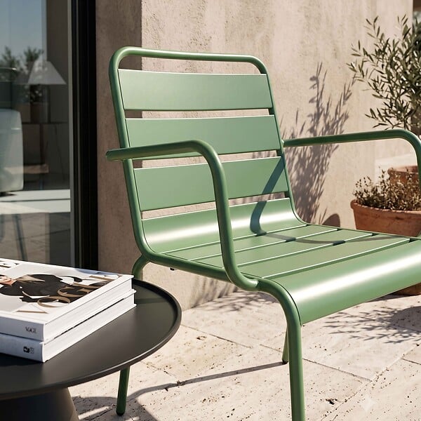 OVIALA - Fauteuil de jardin en métal vert cactus  - Palavas - large