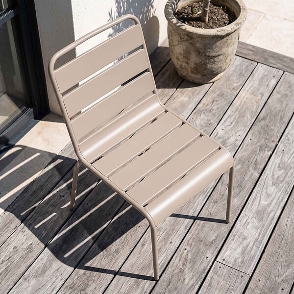 OVIALA - Chaise de jardin en métal taupe - Palavas - large