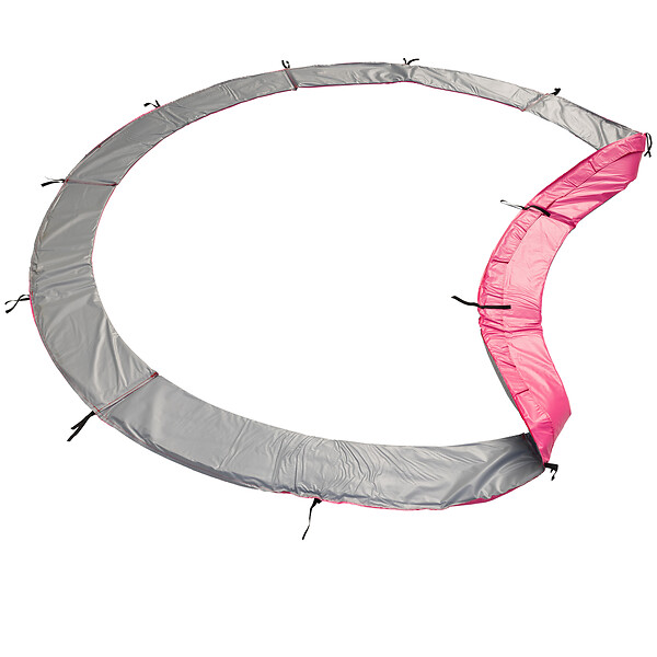 HAPPY GARDEN - Pack Premium Trampoline 245cm réversible gris / rose CANBERRA + filet, échelle, bâche et kit d'ancrage - large
