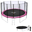 HAPPY GARDEN - Pack Premium Trampoline 430cm réversible gris / rose MELBOURNE + filet, échelle, bâche et kit d'ancrage - vignette