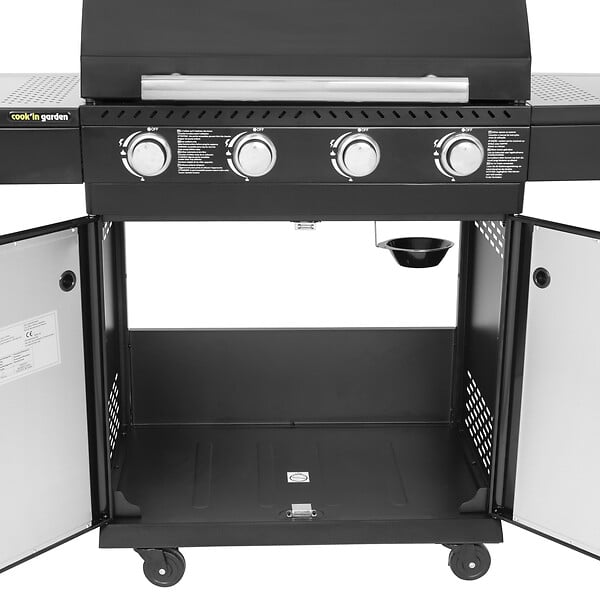 COOK'IN GARDEN - Barbecue au gaz FYRA avec thermomètre - 4 brûleurs - large