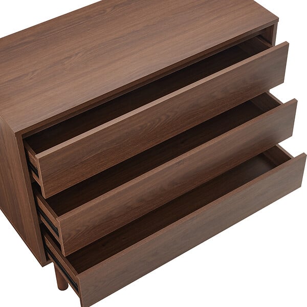 HAPPY GARDEN - Commode en bois foncé 3 tiroirs SARAH - large