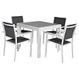 HAPPY GARDEN - Salon de jardin LAMPEDUSA extensible en textilène gris 8 places - aluminium blanc - vignette