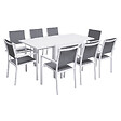HAPPY GARDEN - Salon de jardin VENEZIA extensible 90/180 en textilène gris 8 places - aluminium blanc - vignette