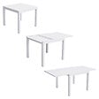 HAPPY GARDEN - Salon de jardin VENEZIA extensible 90/180 en textilène gris 8 places - aluminium blanc - vignette