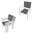 HAPPY GARDEN - Salon de jardin VENEZIA extensible 90/180 en textilène gris 8 places - aluminium blanc - vignette