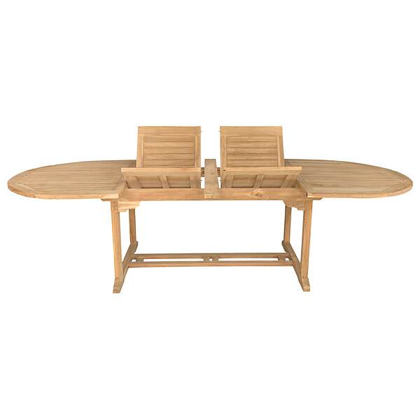HAPPY GARDEN - Salon de jardin en teck massif LOMBOK - table ovale extensible - 10 places - large