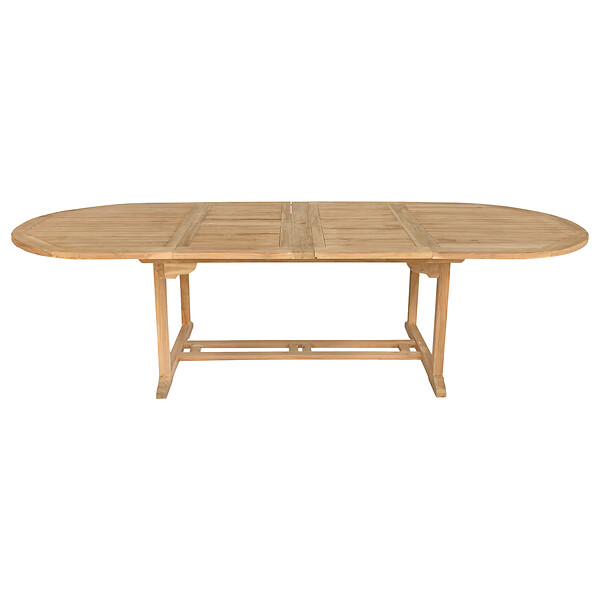 HAPPY GARDEN - Salon de jardin en teck massif LOMBOK - table ovale extensible - 10 places - large