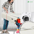VOUNOT - Panier a linge pliable 145L avec sac intérieur cadre bambou et couvercle beige - vignette