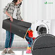 VOUNOT - Panier a linge pliable 145L avec sac intérieur cadre bambou et couvercle gris - vignette