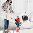 VOUNOT - Panier a linge pliable 100L avec sac intérieur cadre bambou et couvercle beige - vignette