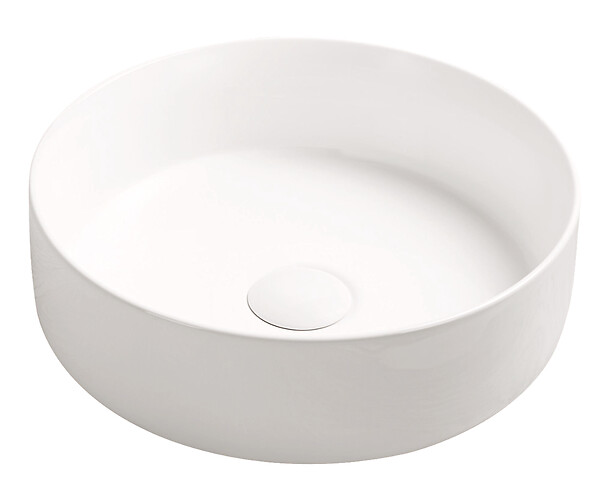 ONDEE - Vasque à poser ronde NAMI - Céramique Blanche mat - Dim : Ø34,6 x 11,4 cm - large