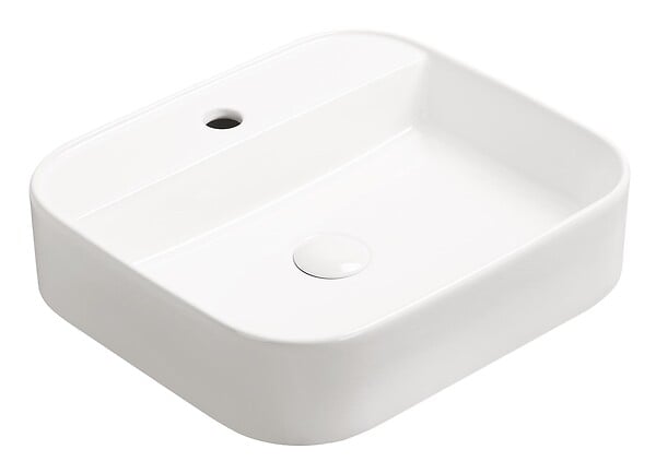 ONDEE - Vasque à poser rectangulaire LIVA - Céramique blanche - Dim : 45 x 40 x 11 cm - large