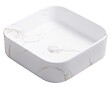 ONDEE - Vasque à poser carré LYS - Céramique Marbre blanc - Dim : 37 x 37 x 11 cm - vignette