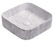 ONDEE - Vasque à poser carré LYS - Céramique Marbre gris - Dim : 37 x 37 x 11 cm - vignette