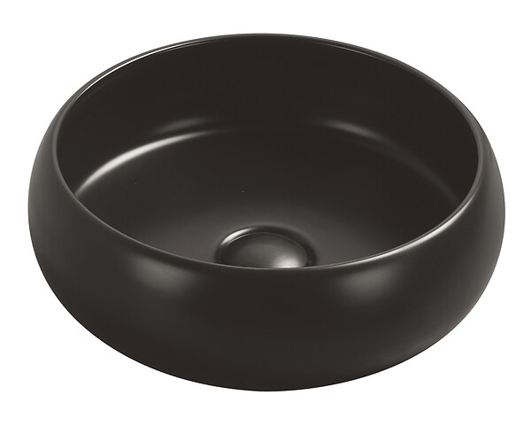 ONDEE - Vasque ronde à poser SORA - Céramique - Noir mat - Dim : Ø36 x h.12 cm - large