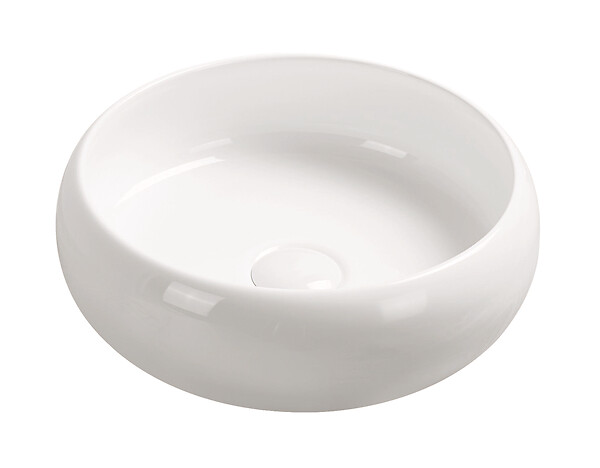 ONDEE - Vasque ronde à poser SORA - Céramique Blanche brillante - Dim : Ø36 x h.12 cm - large