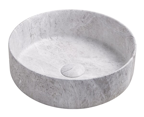 ONDEE - Vasque à poser ronde NAMI - Céramique Marbre gris - Dim : Ø34,6 x 11,4cm - large