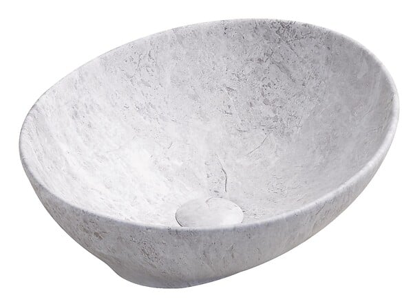 ONDEE - Vasque à poser HANA - Céramique - Finition : Marbre Gris - Dim : 40,5x33x14 cm - large