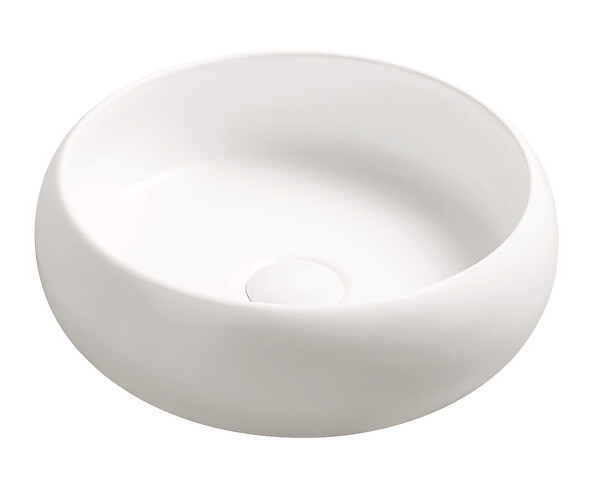 ONDEE - Vasque ronde à poser SORA - Céramique Blanche mat - Dim : Ø36 x h.12 cm - large
