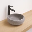ONDEE - Vasque ronde à poser SORA - Céramique - Marbre gris - Dim : Ø36 x h.12 cm - vignette