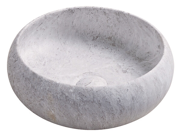 ONDEE - Vasque ronde à poser SORA - Céramique - Marbre gris - Dim : Ø36 x h.12 cm - large
