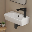 EMKE - EMKE Lavabo Mural de Salle de Bain 400 x 225 x 130 mm, Vasque Rectangulaire en Céramique, Trou pour Robinet à Droite, Blanc Brillant - vignette