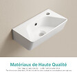 EMKE - EMKE Lavabo Mural de Salle de Bain 400 x 225 x 130 mm, Vasque Rectangulaire en Céramique, Trou pour Robinet à Droite, Blanc Brillant - vignette