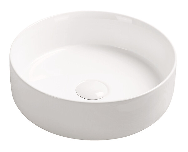 ONDEE - Vasque à poser ronde NAMI - Céramique blanche brillant - Dim : Ø34,6x11,4 cm - large
