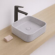 ONDEE - Vasque à poser carré LYS - Céramique - Finition béton - Dim : 37 x 37 x 11 cm - vignette
