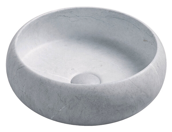 ONDEE - Vasque ronde à poser SORA - Céramique - Finition : Béton - Dim : Ø36 x h.12 cm - large