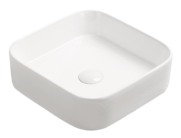 ONDEE - Vasque à poser carré LYS - Céramique blanche brillant - Dim : 37 x 37 x 11 cm - large