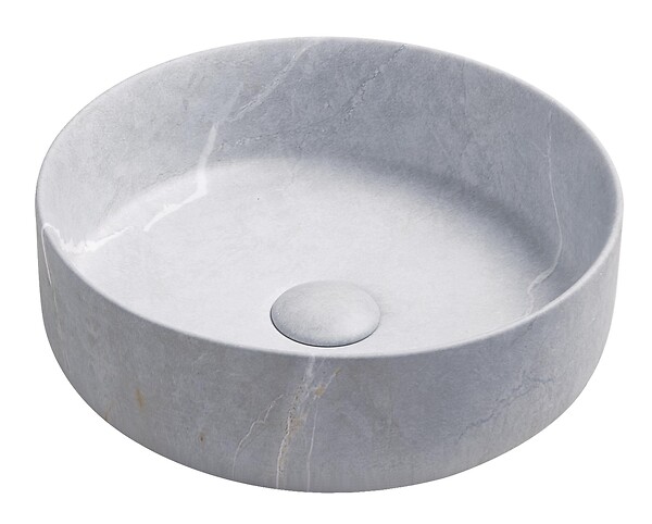 ONDEE - Vasque à poser ronde NAMI - Céramique Béton - Dim : Ø34,6 x 11,4 cm - large