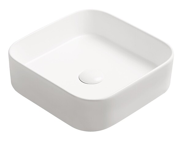 ONDEE - Vasque à poser carré LYS - Céramique blanche matte - Dim : 37 x 37 x 11 cm - large