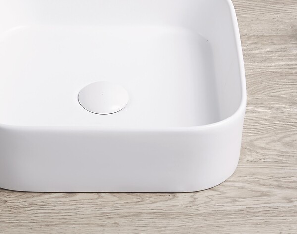 ONDEE - Vasque à poser carré LYS - Céramique blanche matte - Dim : 37 x 37 x 11 cm - large