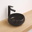 ONDEE - Vasque ronde à poser SORA - Céramique - Marbre noir - Dim : Ø36 x h.12 cm - vignette
