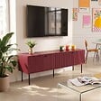 OVIALA - Meuble TV 2 portes en acier et MDF décor mélaminé 150 cm bordeaux - Romeo - vignette
