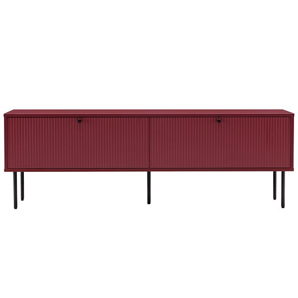 OVIALA - Meuble TV 2 portes en acier et MDF décor mélaminé 150 cm bordeaux - Romeo - large