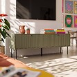 OVIALA - Meuble TV 2 portes en acier et MDF décor mélaminé 150 cm vert olive - Romeo - vignette