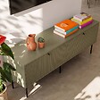 OVIALA - Meuble TV 2 portes en acier et MDF décor mélaminé 150 cm vert olive - Romeo - vignette