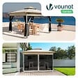 VOUNOT - Tonnelle de jardin exterieure pliable avec moustiquaire Pop up 3.6x3.6m beige - vignette