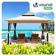 VOUNOT - Tonnelle de jardin exterieure pliable avec moustiquaire 3.6x3.6m beige - vignette